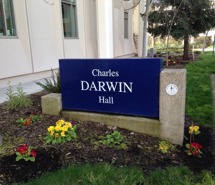 Outside Darwin Hall Sign