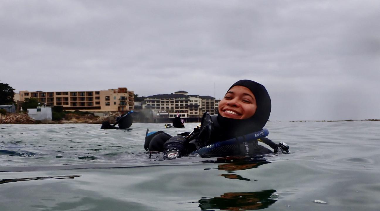 Student diving in Monterey Bay