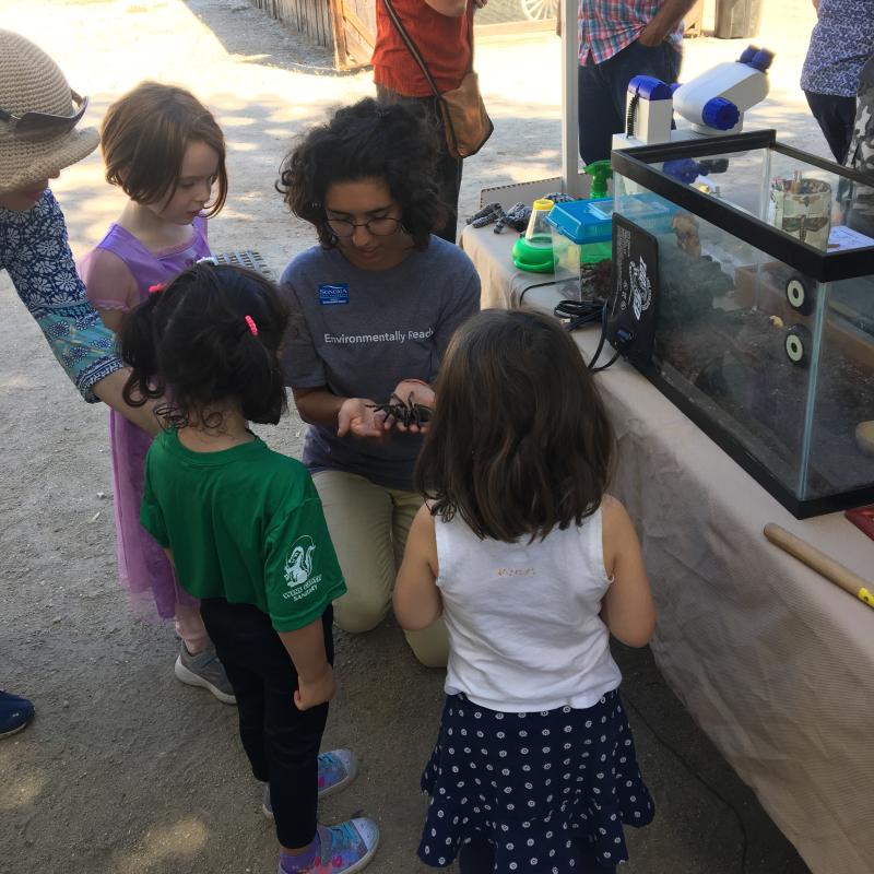 Bio Diversity Outreach student with grammar school kids