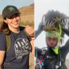 Student holding critter and student holding seaweed